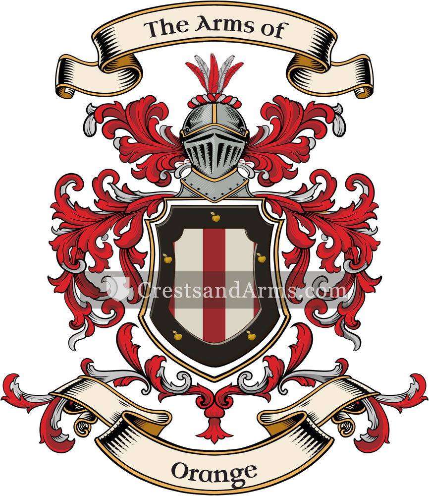 The Orange coat of arms, drawn from the recorded blazon