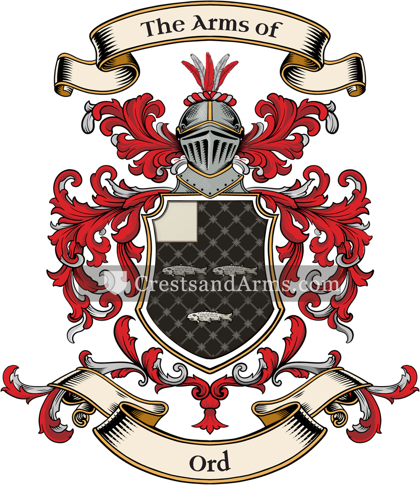 The Ord coat of arms, drawn from the recorded blazon