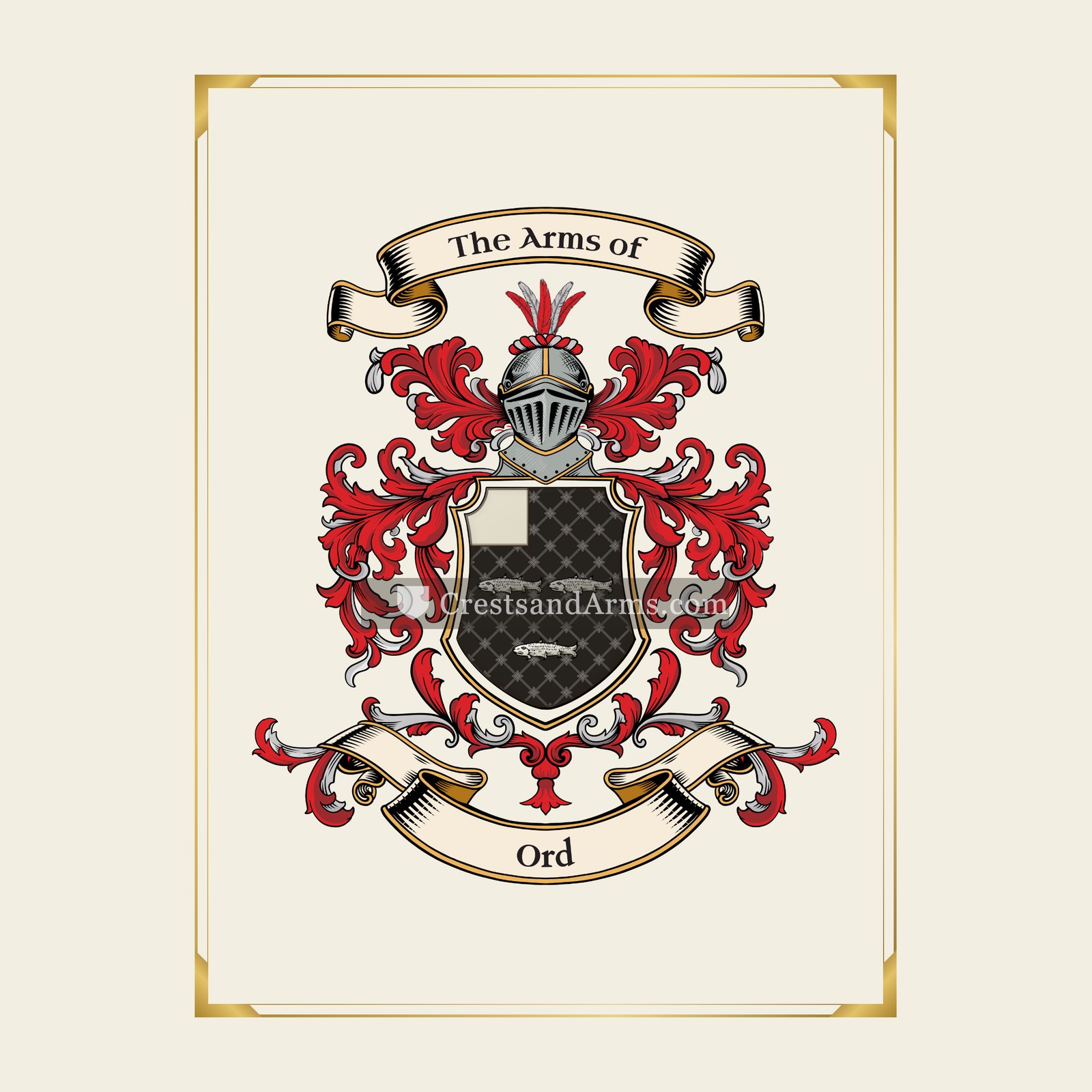 With gold border