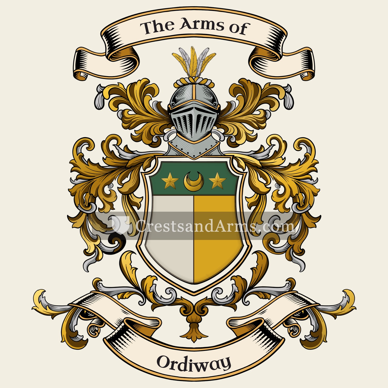 The Ordiway coat of arms, drawn from the recorded blazon