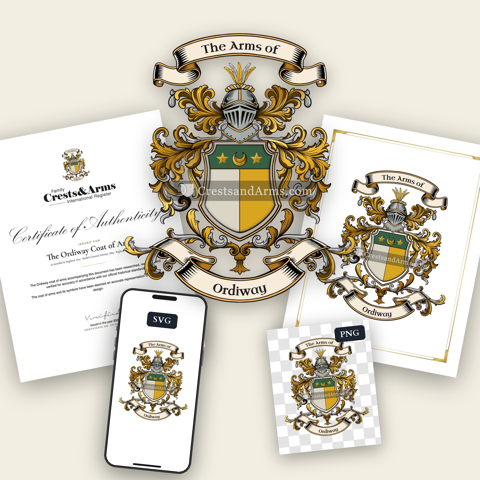 The Ordiway arms on the coat of arms — digital pack