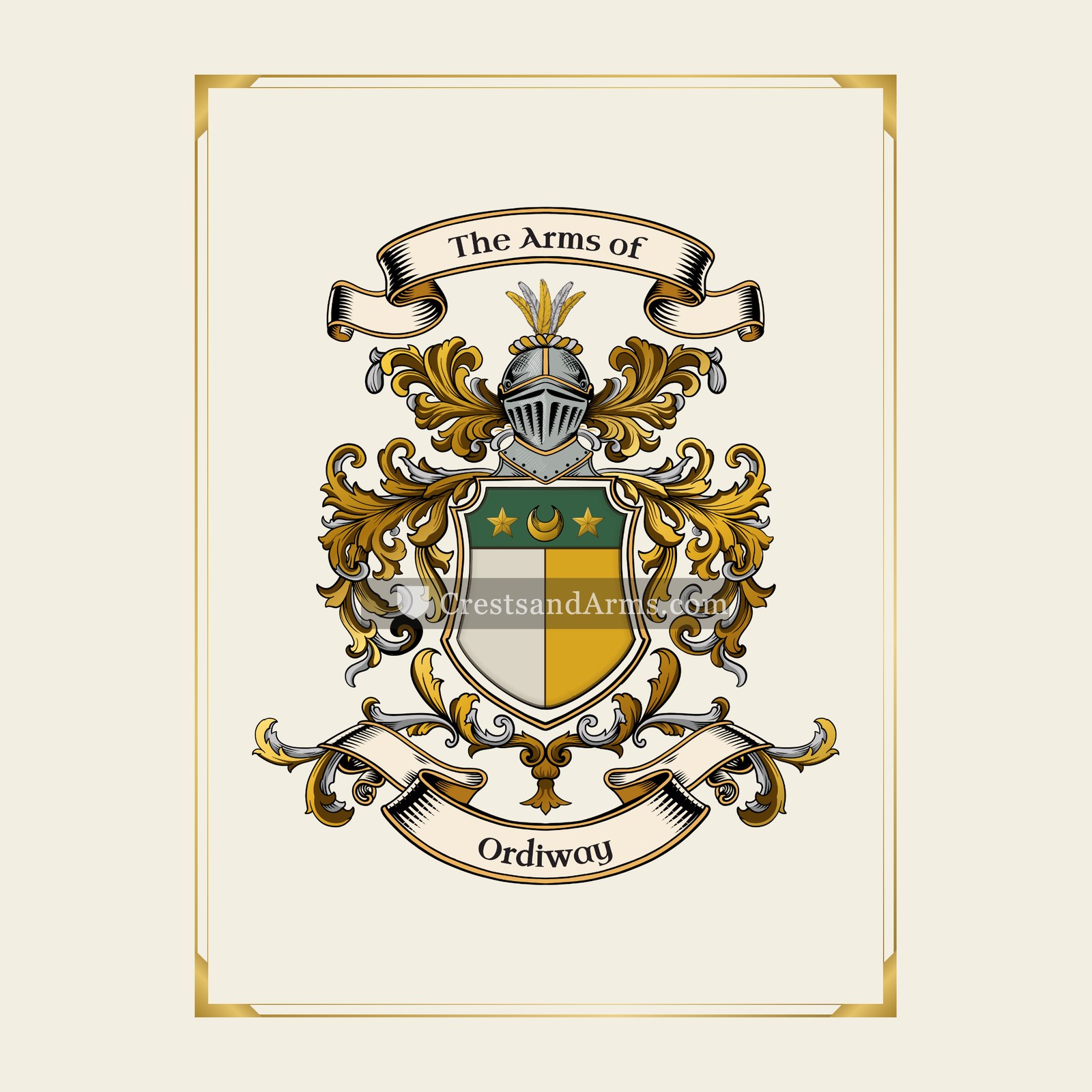 With gold border