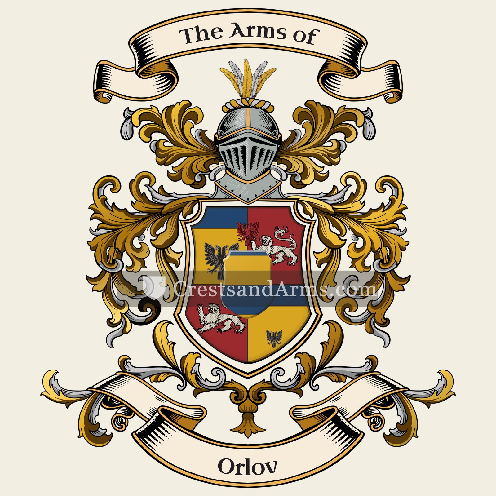 The Orlov coat of arms, drawn from the recorded blazon