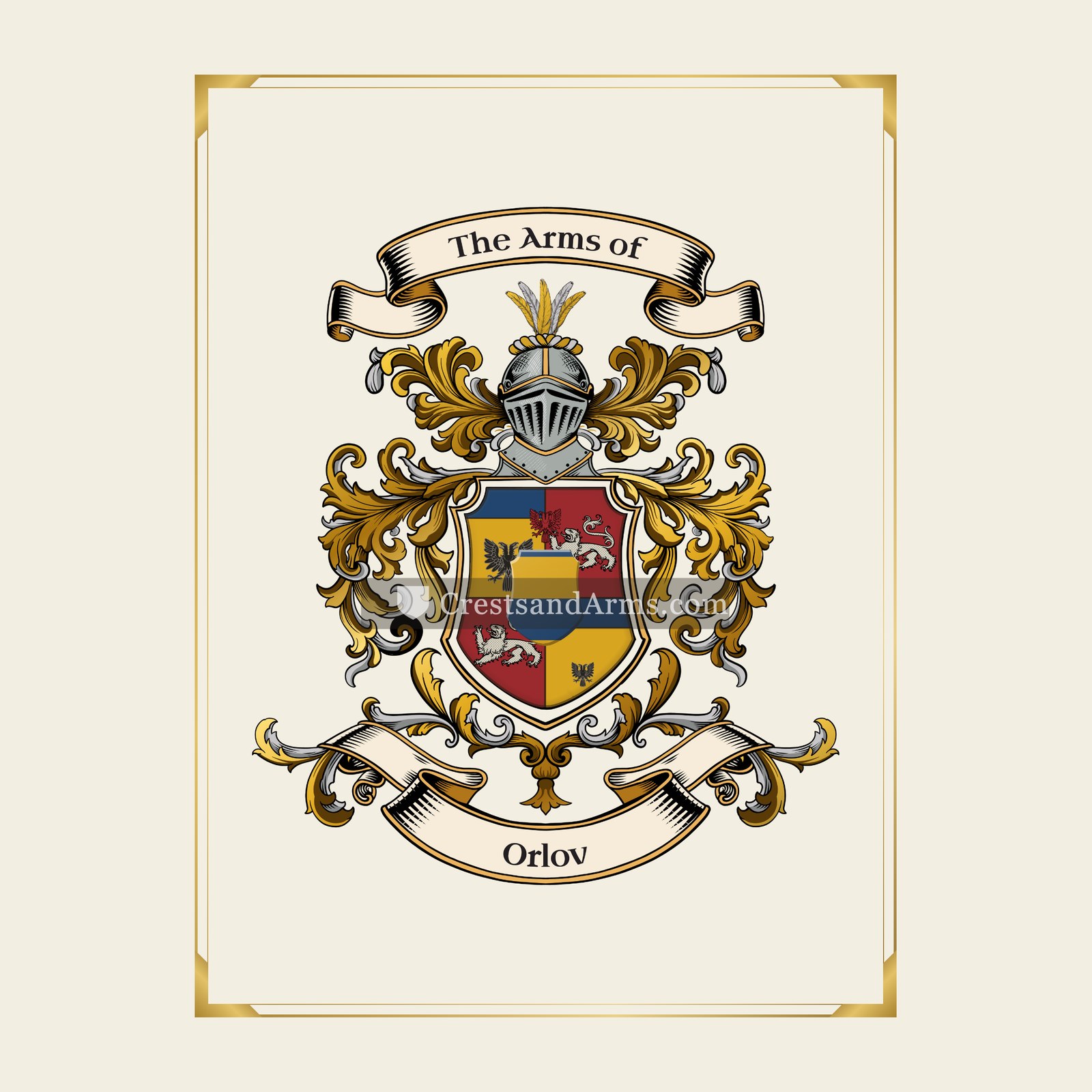 With gold border