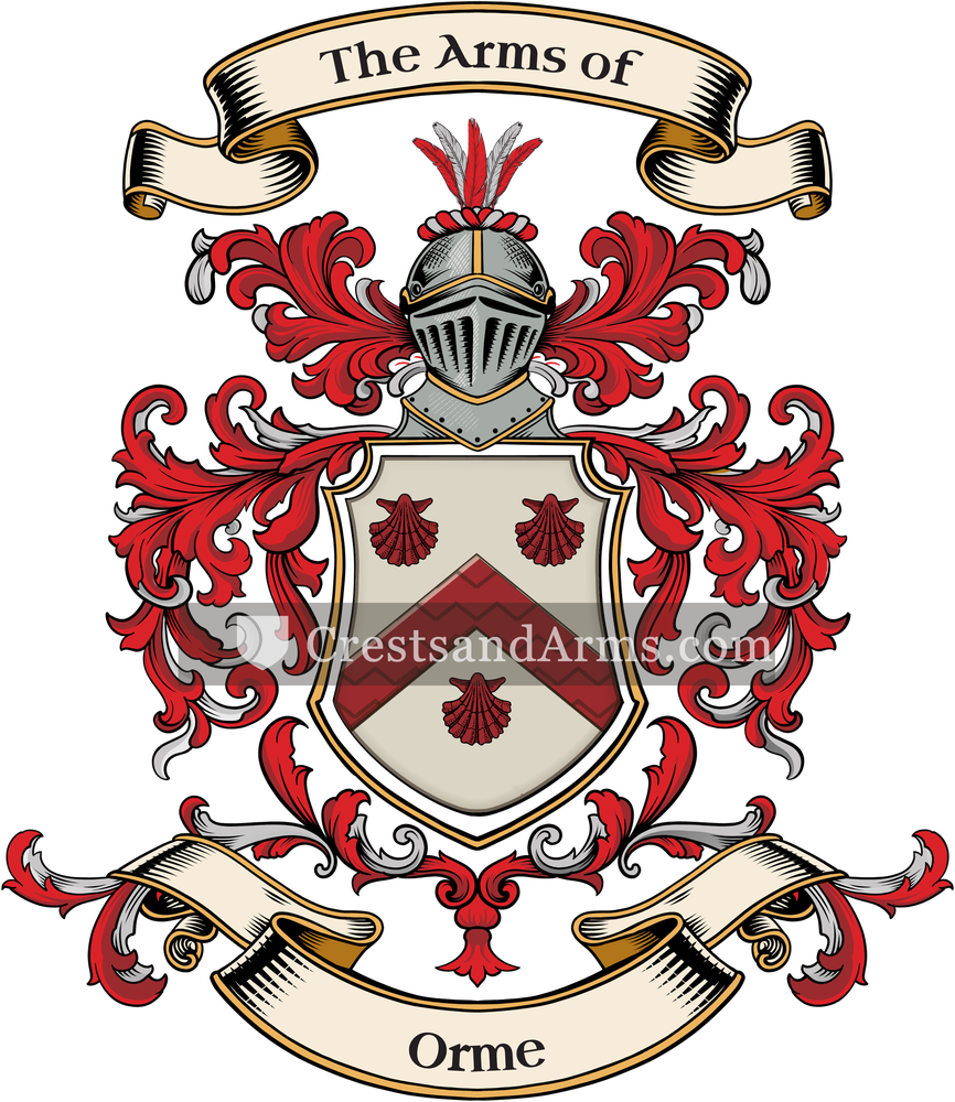 The Orme coat of arms, drawn from the recorded blazon