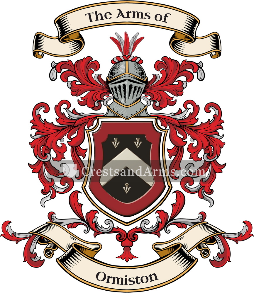 The Ormiston coat of arms, drawn from the recorded blazon