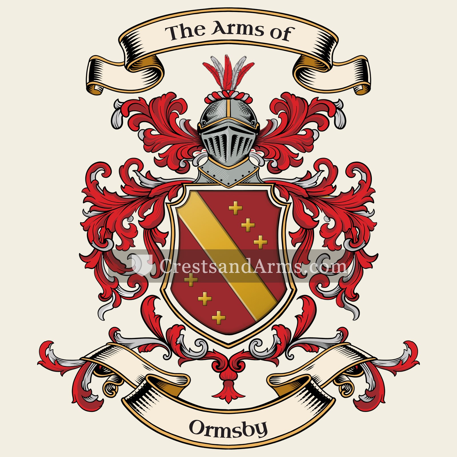 The Ormsby coat of arms, drawn from the recorded blazon