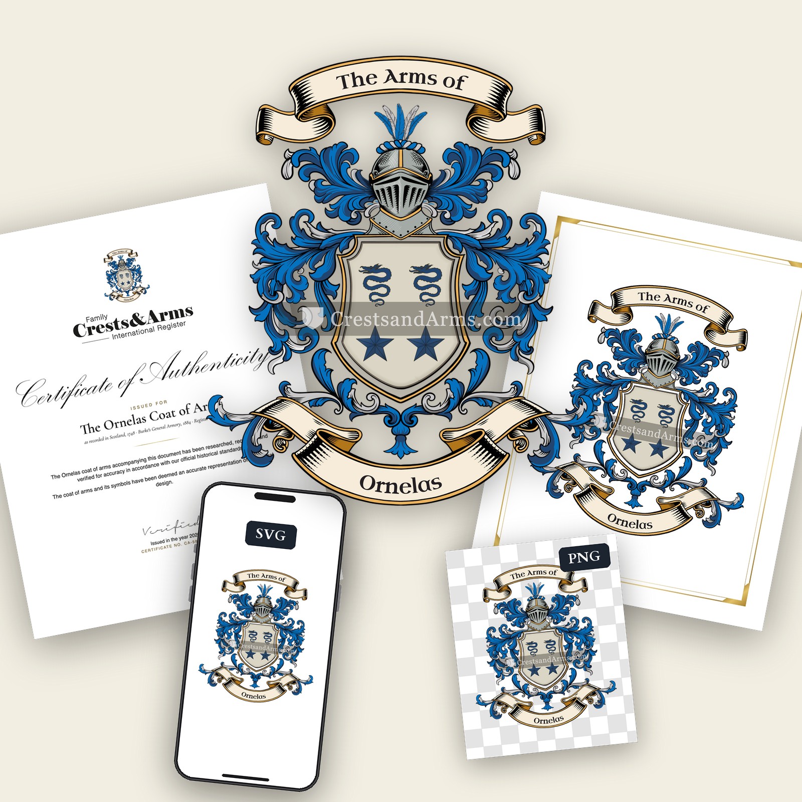 The Ornelas arms on the coat of arms — digital pack