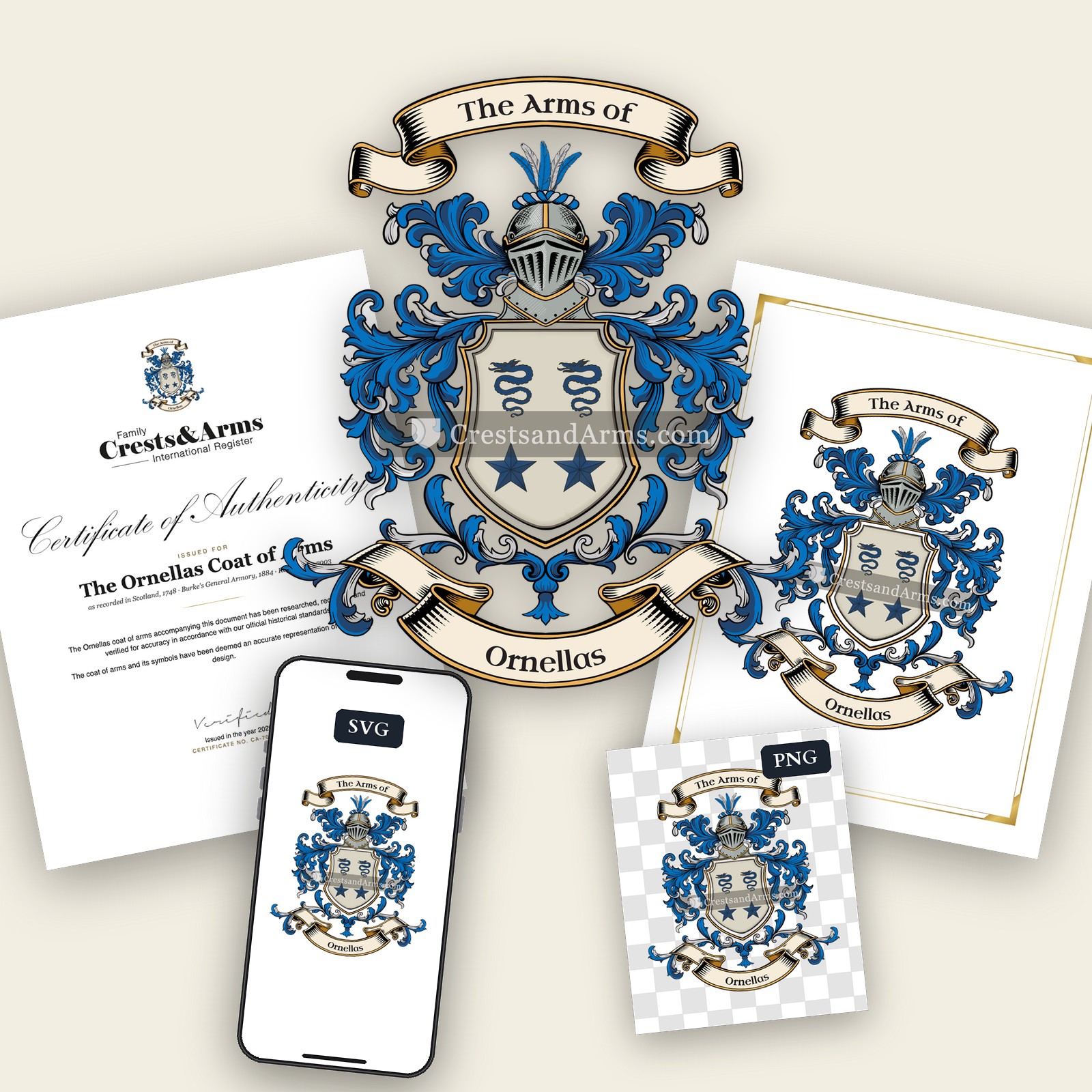 The Ornellas arms on the coat of arms — digital pack