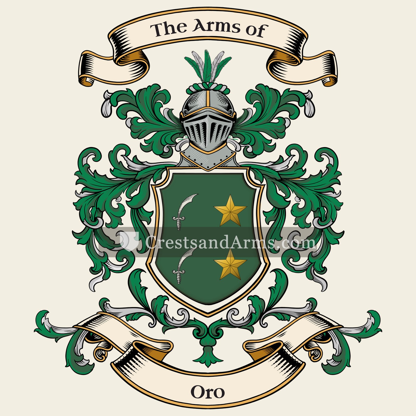 The Oro coat of arms, drawn from the recorded blazon