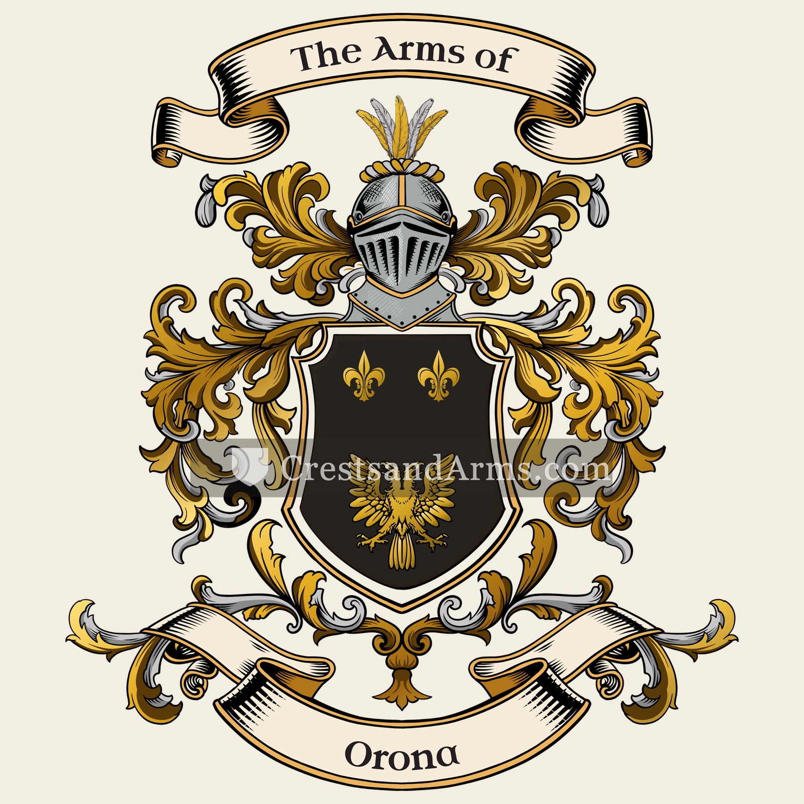 The Orona coat of arms, drawn from the recorded blazon