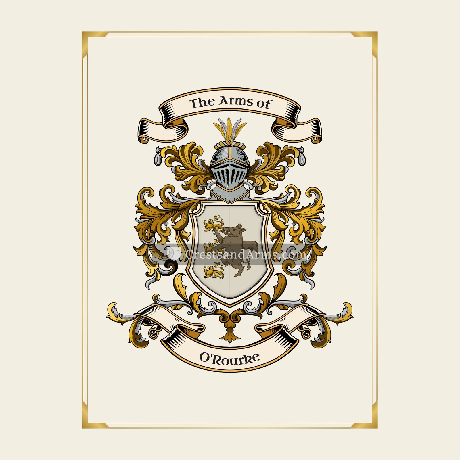 With gold border