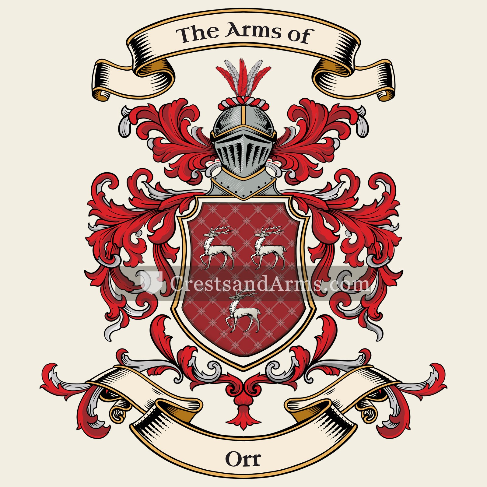 The Orr coat of arms, drawn from the recorded blazon