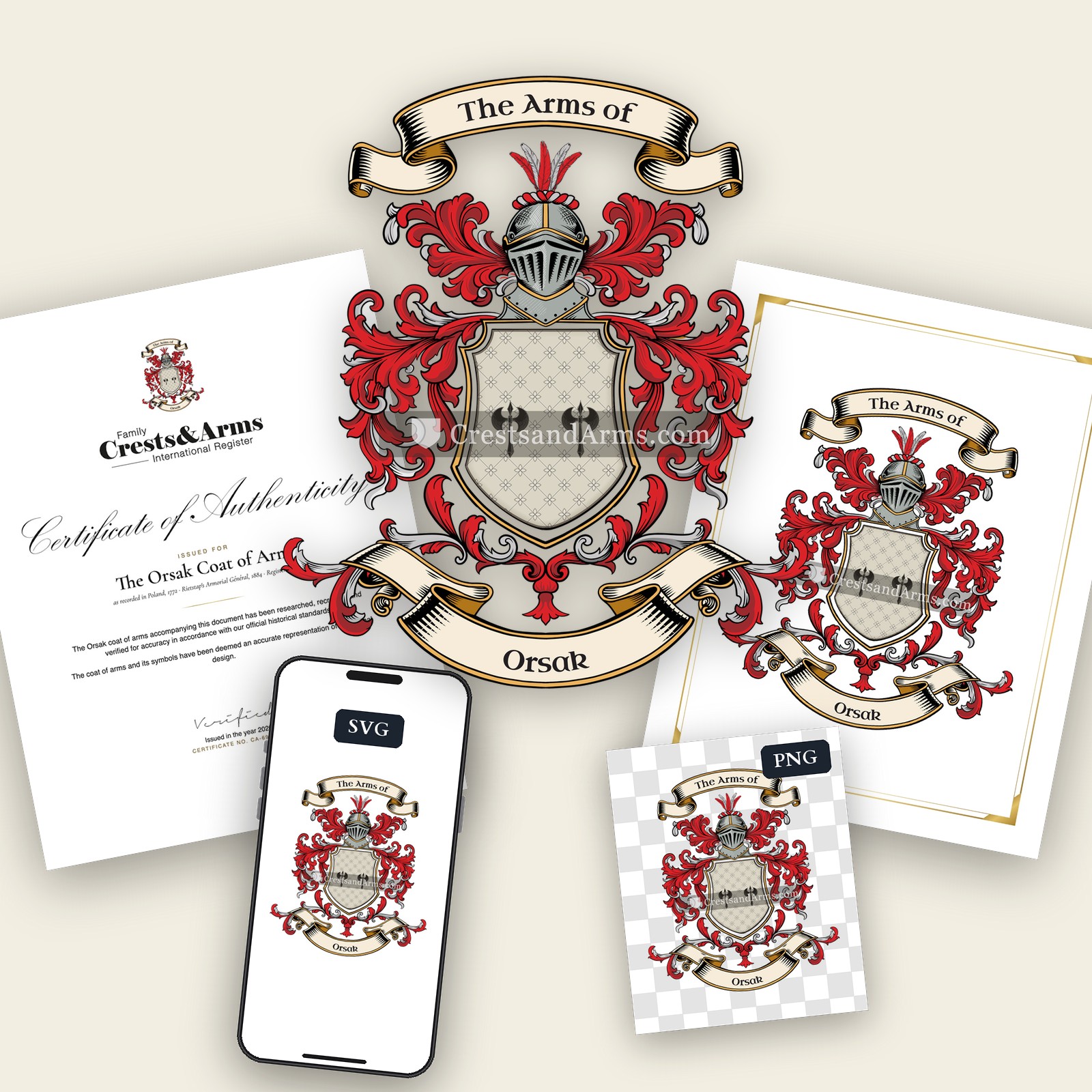 The Orsak arms on the coat of arms — digital pack