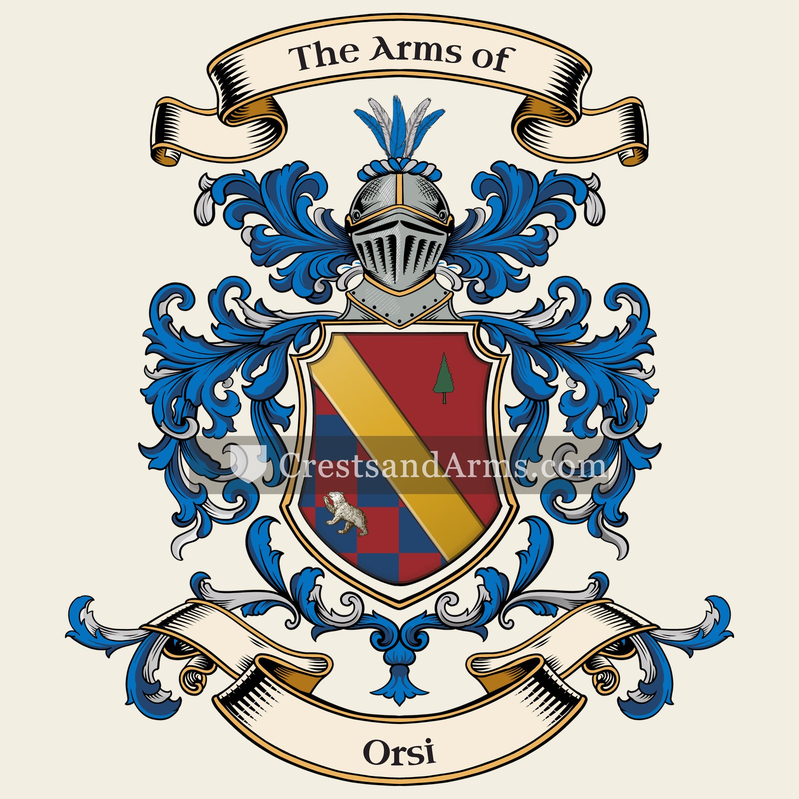 The Orsi coat of arms, drawn from the recorded blazon