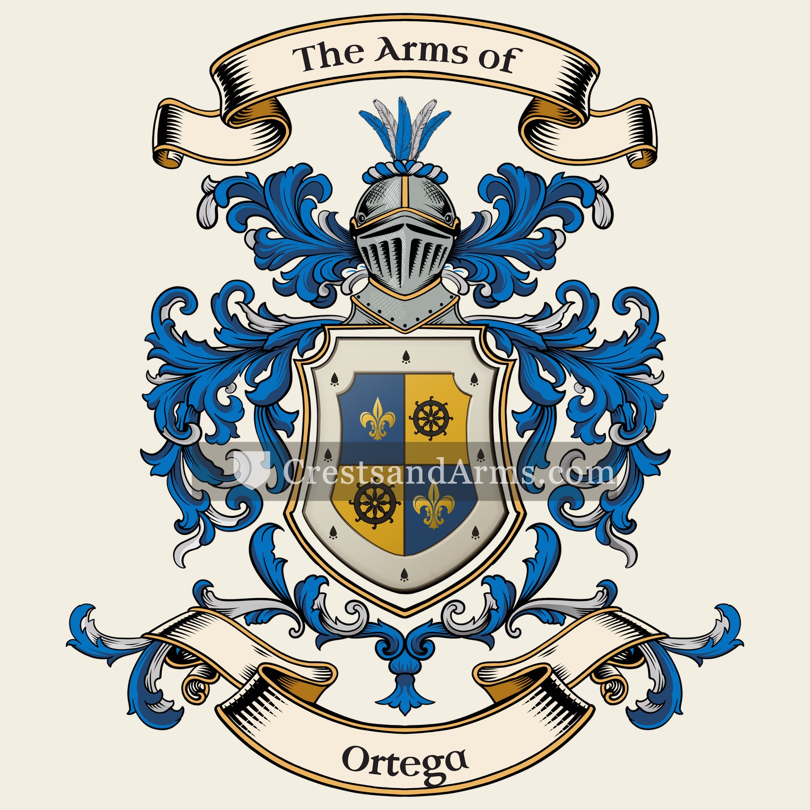 The Ortega coat of arms, drawn from the recorded blazon