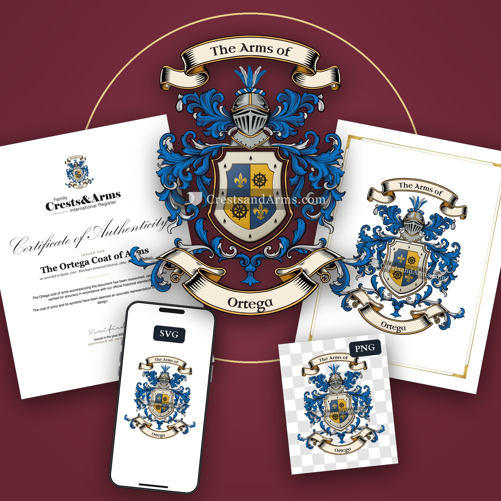 The Ortega arms on the coat of arms — digital pack
