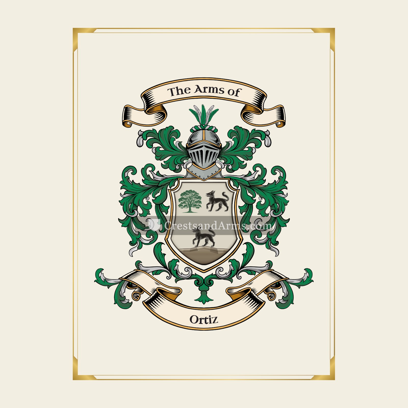 With gold border