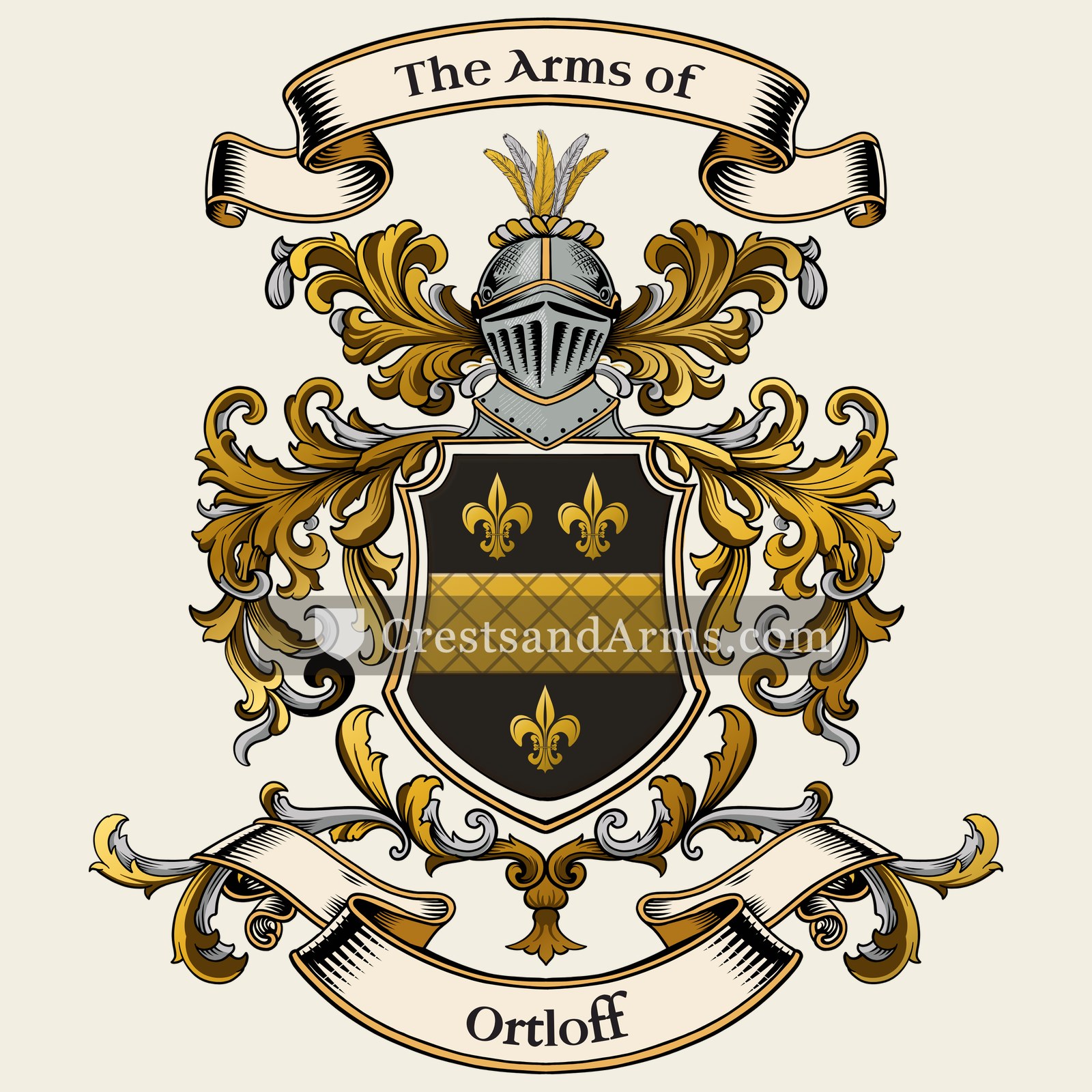 The Ortloff coat of arms, drawn from the recorded blazon