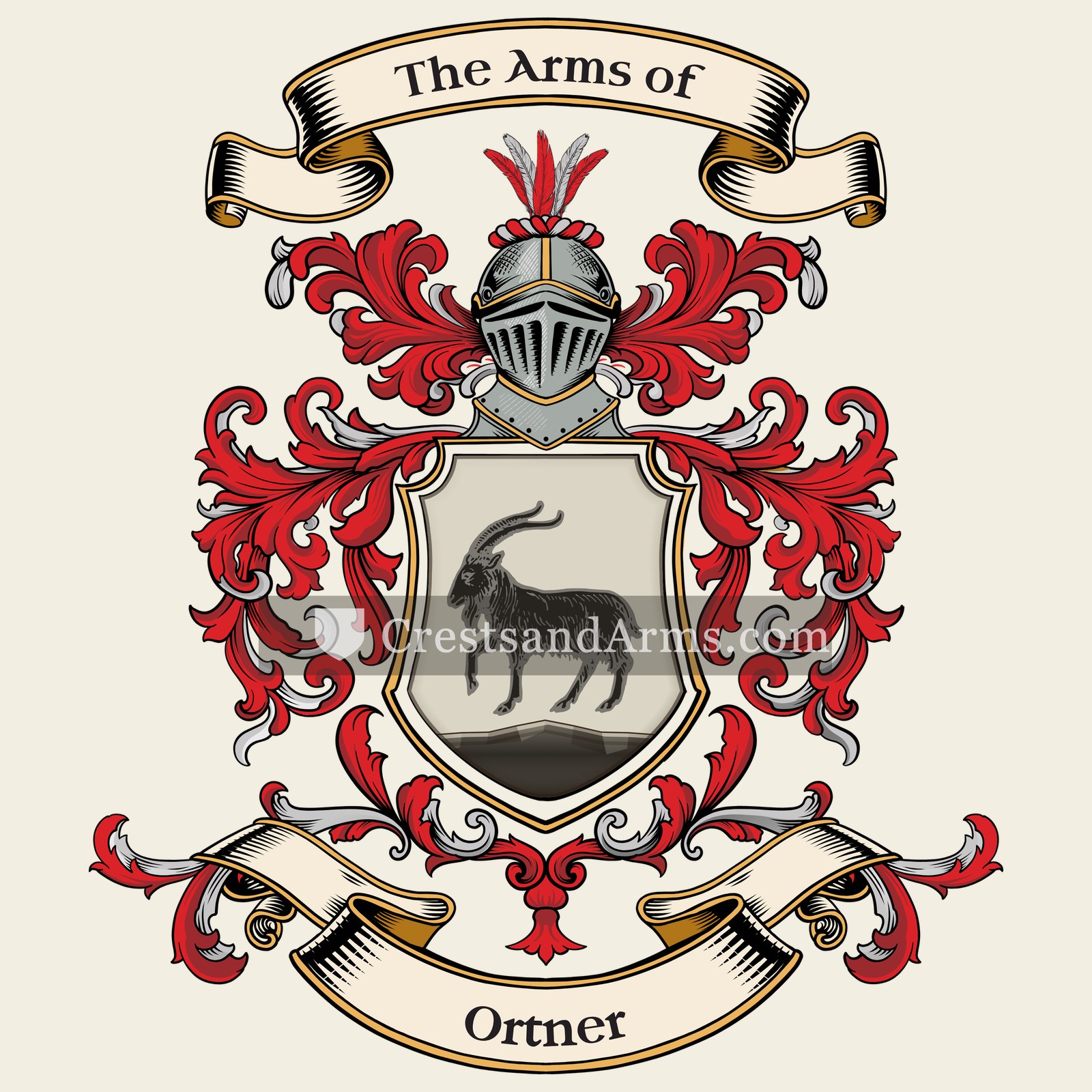 The Ortner coat of arms, drawn from the recorded blazon