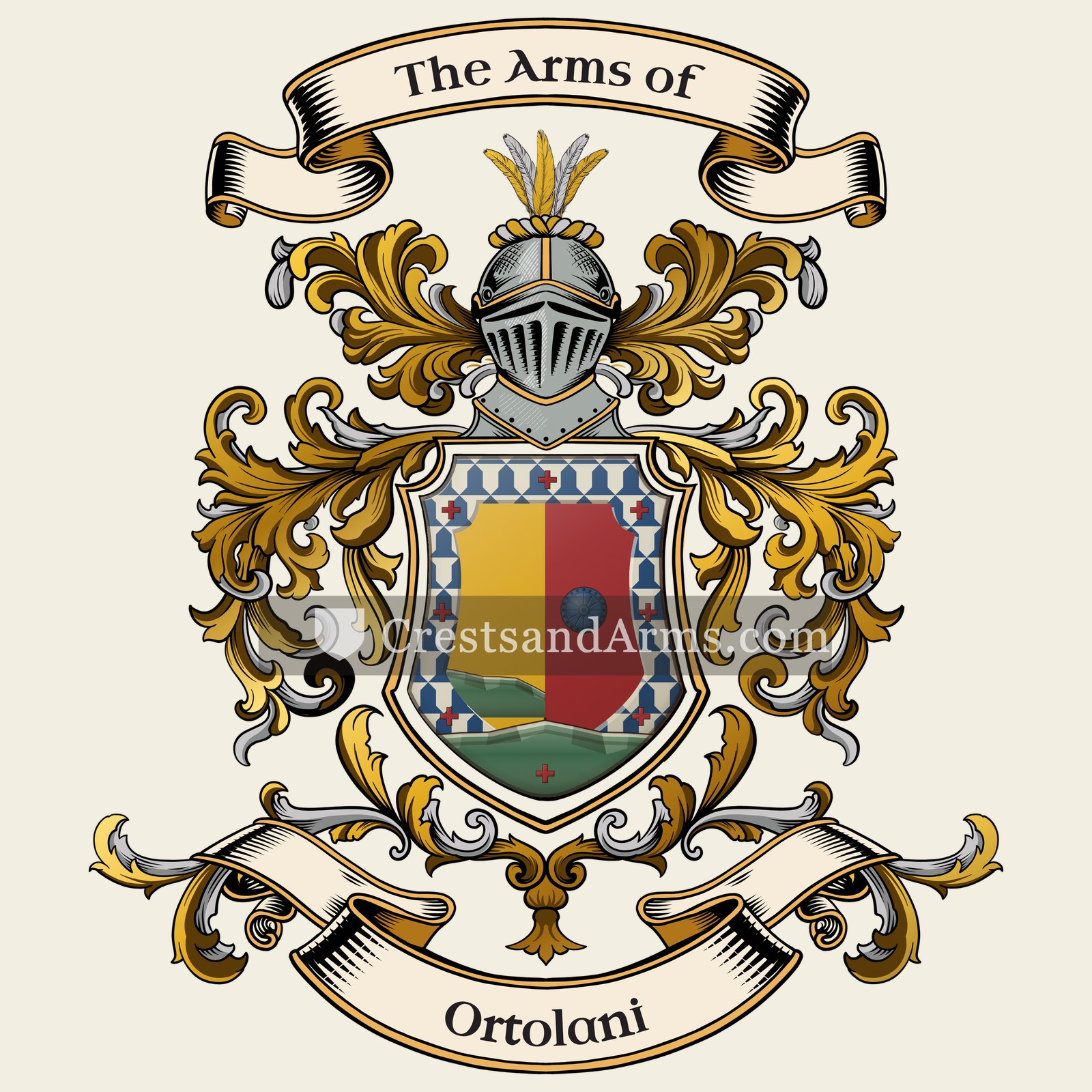 The Ortolani coat of arms, drawn from the recorded blazon