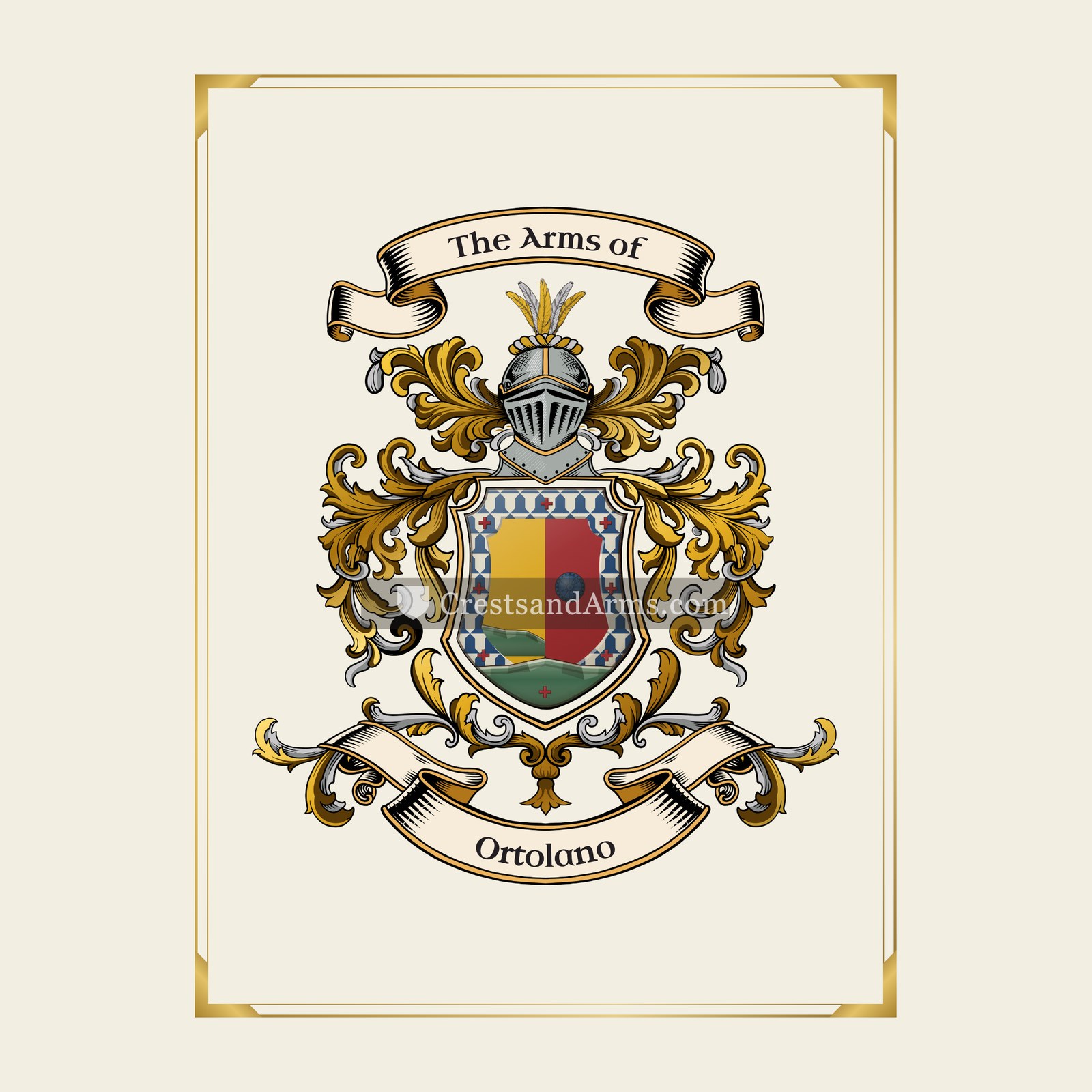 With gold border