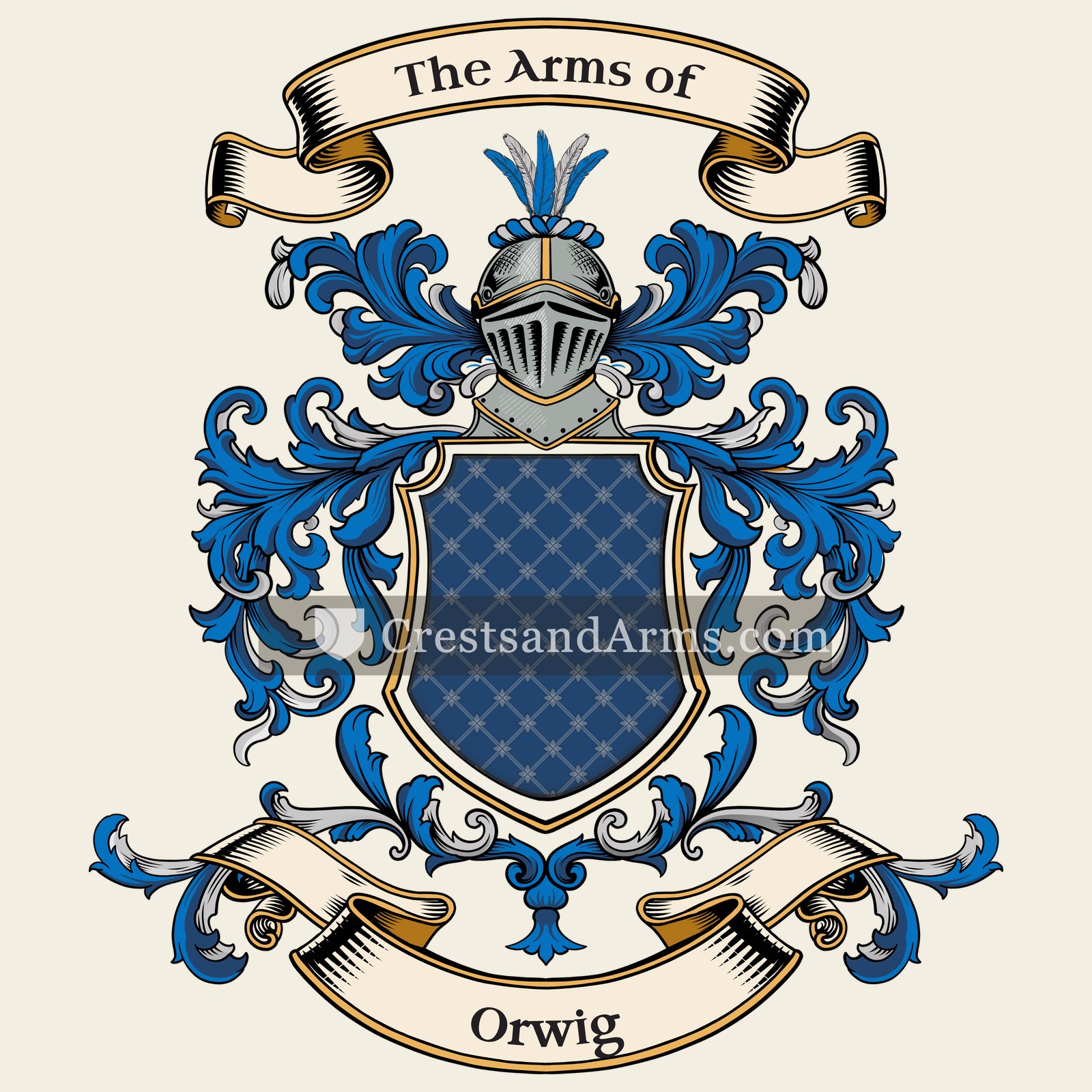 The Orwig coat of arms, drawn from the recorded blazon