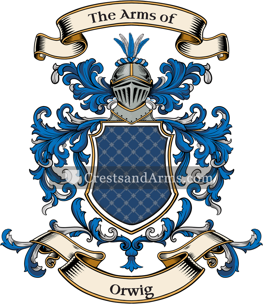 The Orwig coat of arms, drawn from the recorded blazon