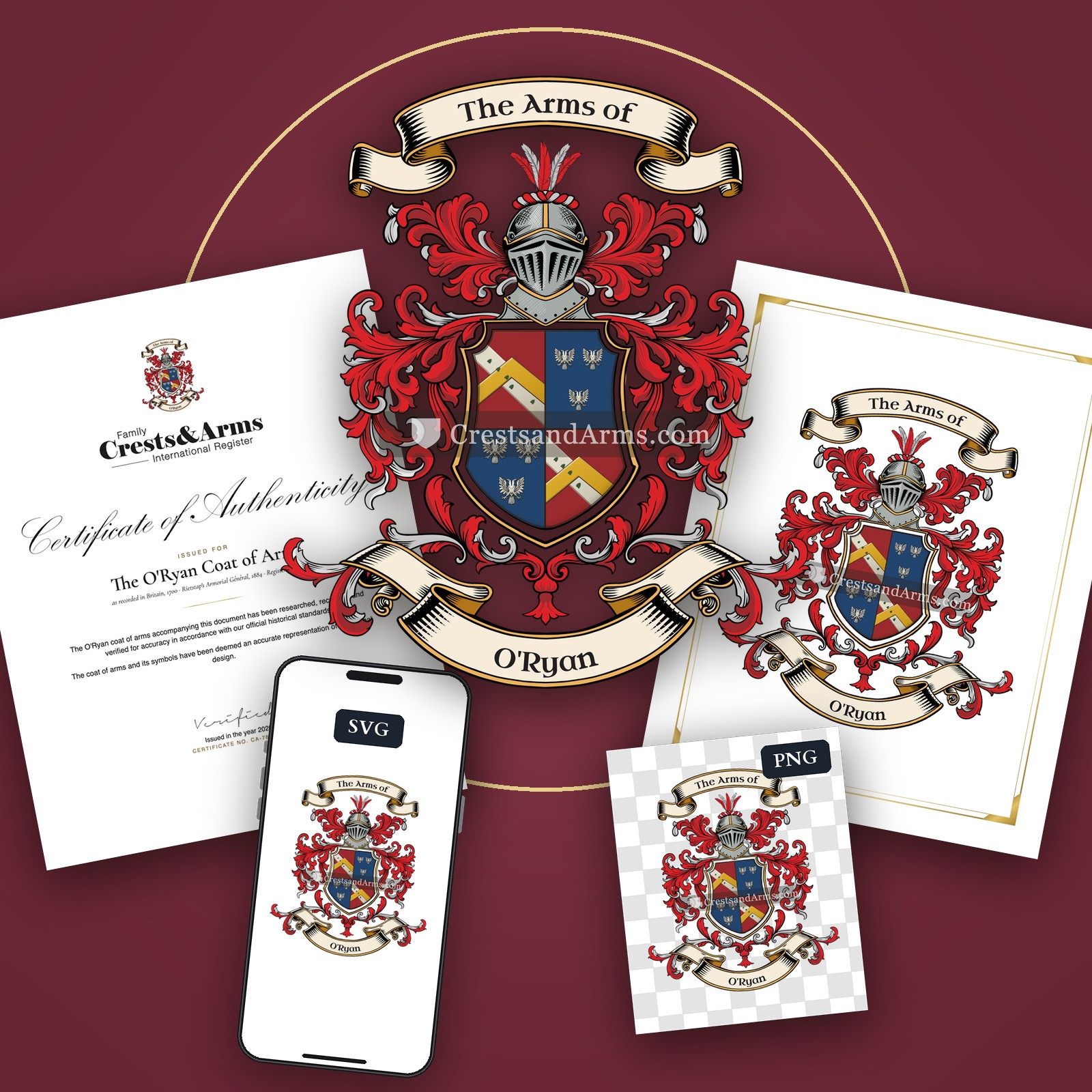 The O'Ryan arms on the coat of arms — digital pack