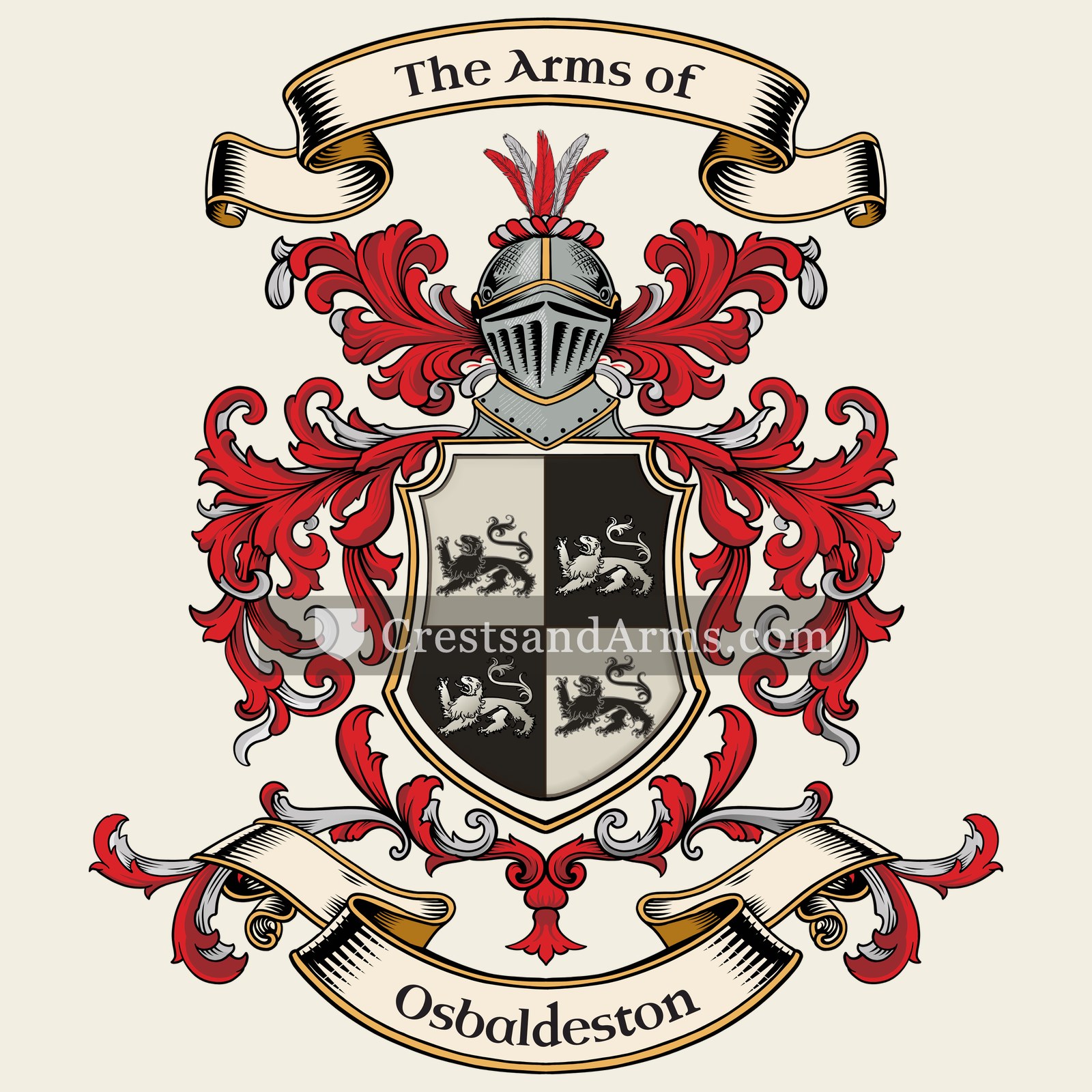 The Osbaldeston coat of arms, drawn from the recorded blazon