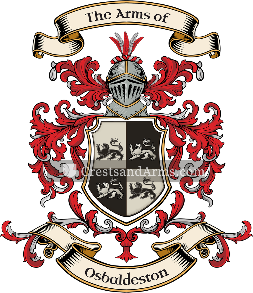 The Osbaldeston coat of arms, drawn from the recorded blazon
