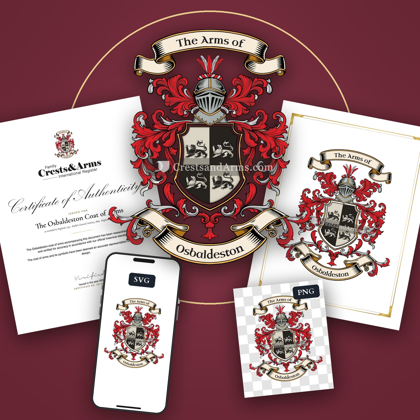 The Osbaldeston arms on the coat of arms — digital pack