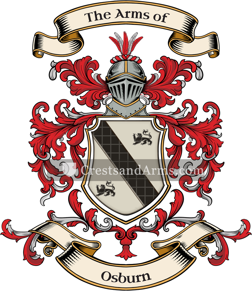The Osburn coat of arms, drawn from the recorded blazon