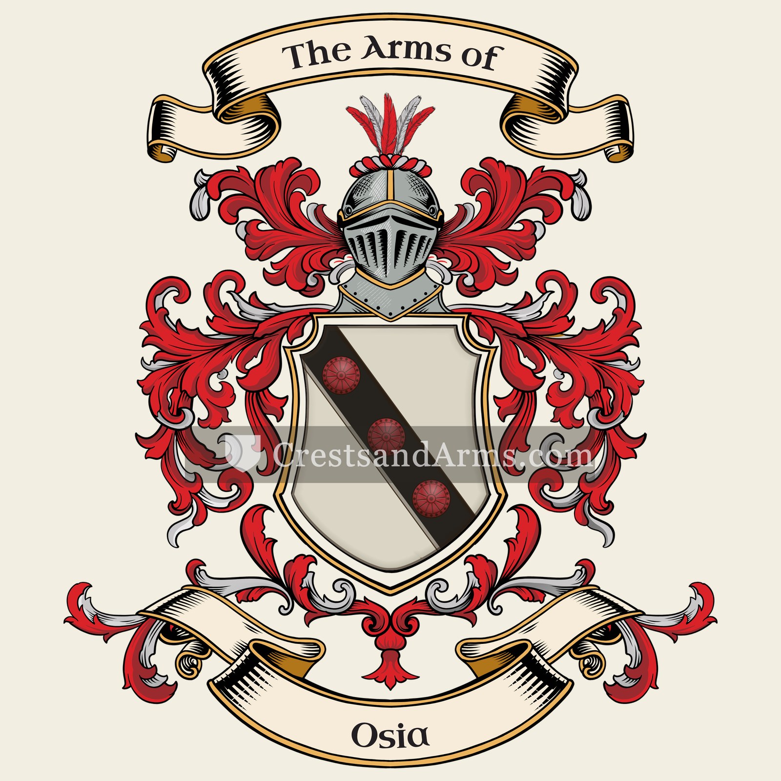 The Osia coat of arms, drawn from the recorded blazon