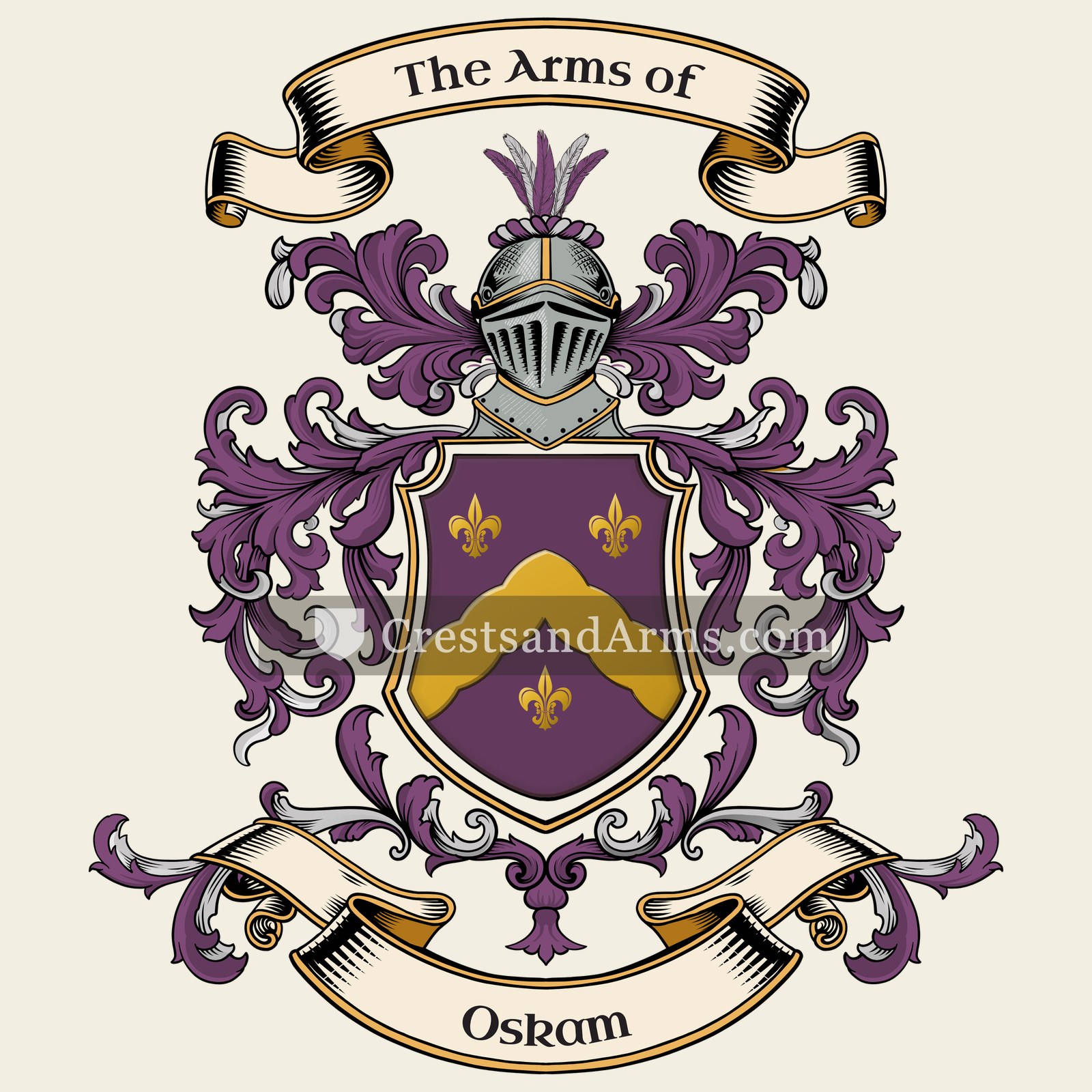 The Oskam coat of arms, drawn from the recorded blazon