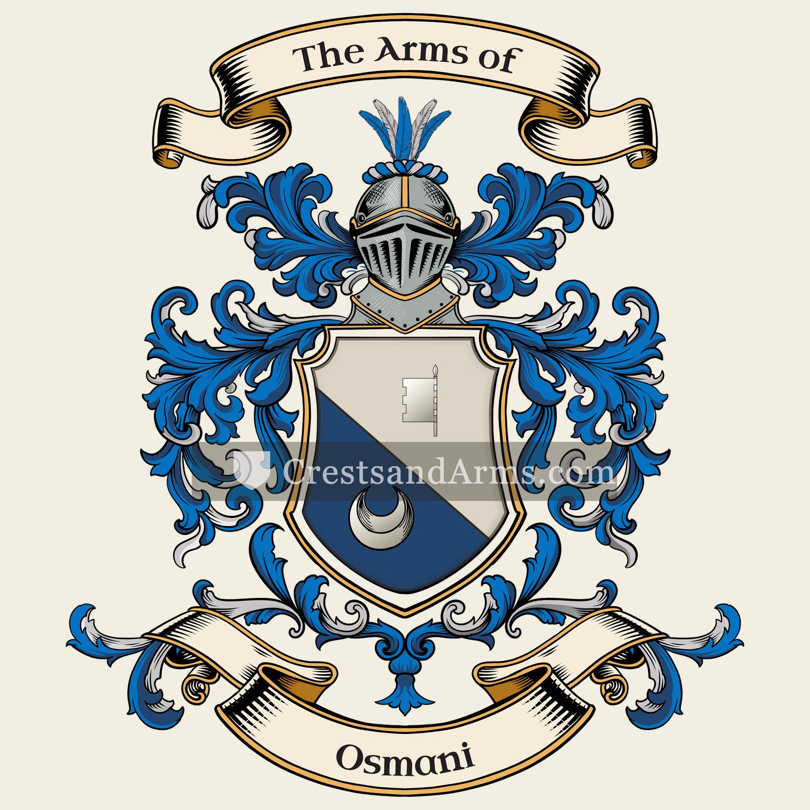 The Osmani coat of arms, drawn from the recorded blazon