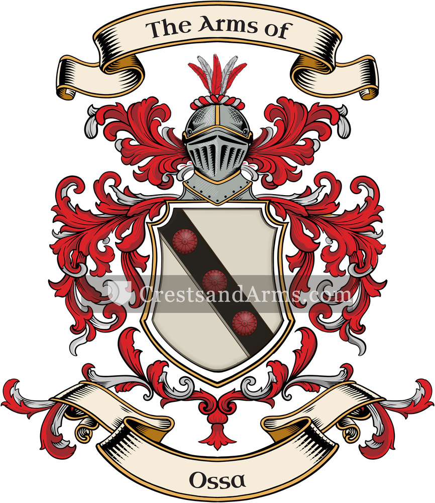 The Ossa coat of arms, drawn from the recorded blazon