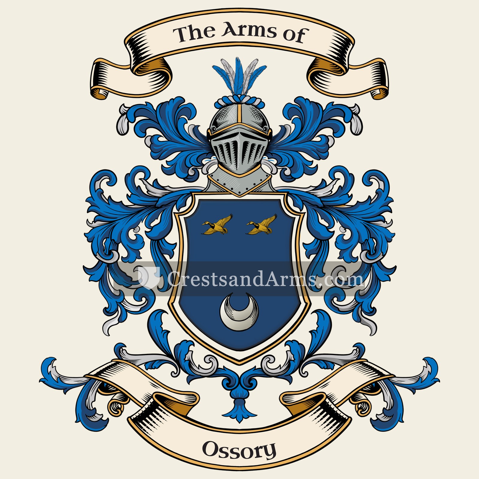 The Ossory coat of arms, drawn from the recorded blazon