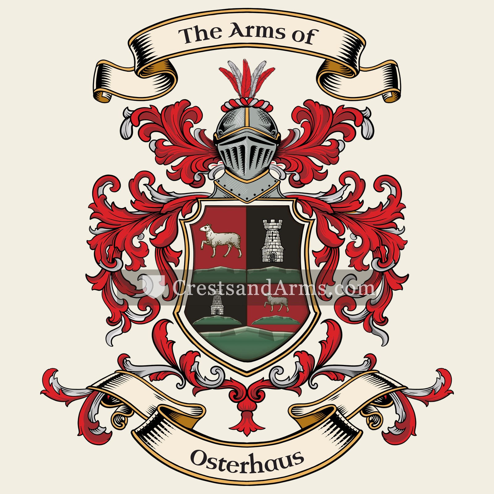 The Osterhaus coat of arms, drawn from the recorded blazon