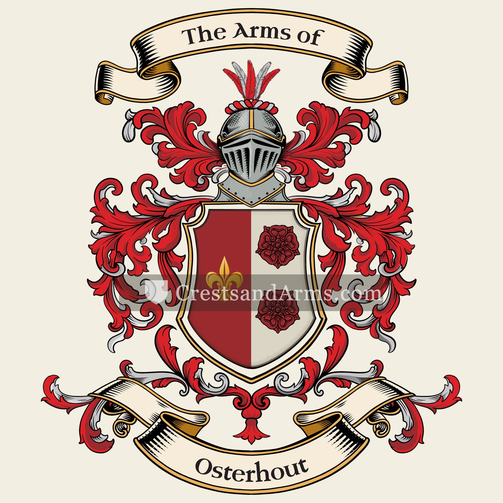 The Osterhout coat of arms, drawn from the recorded blazon