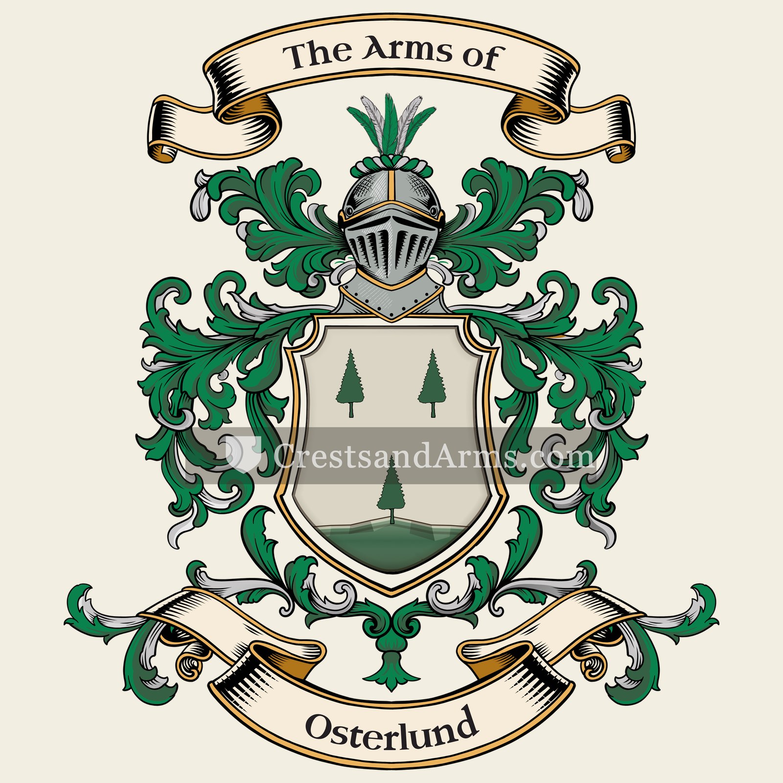 The Osterlund coat of arms, drawn from the recorded blazon
