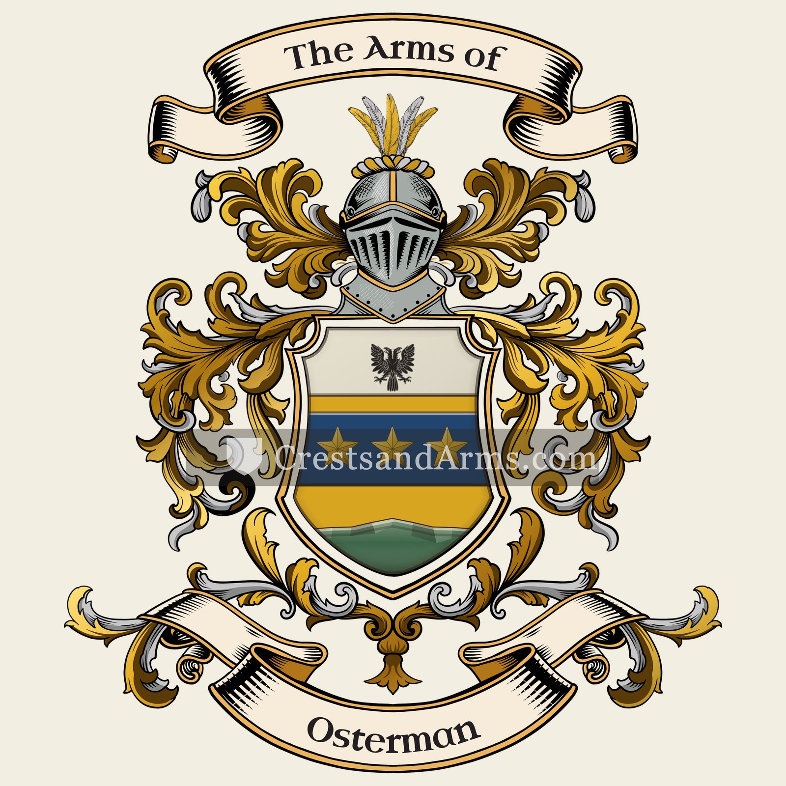 The Osterman coat of arms, drawn from the recorded blazon