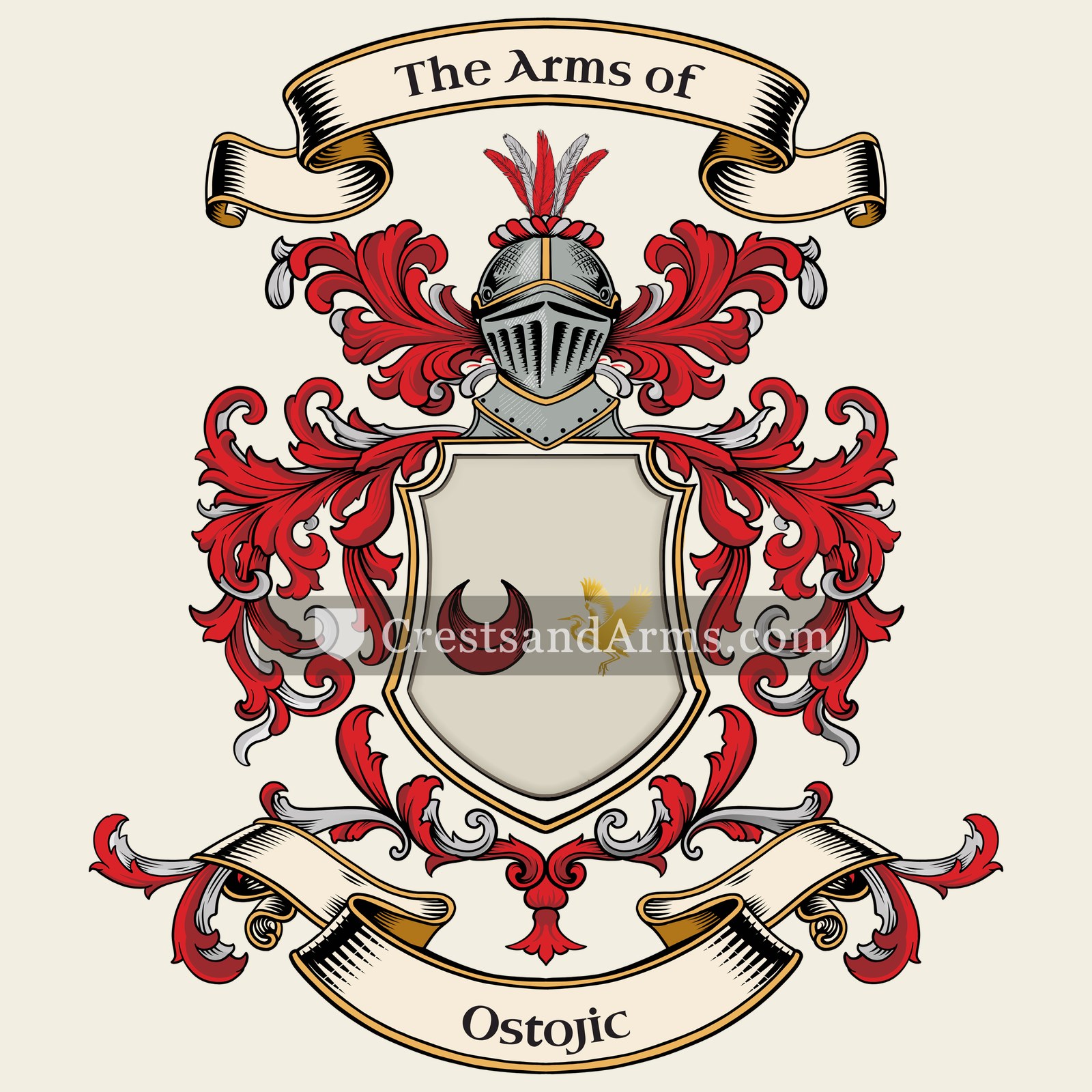 The Ostojic coat of arms, drawn from the recorded blazon