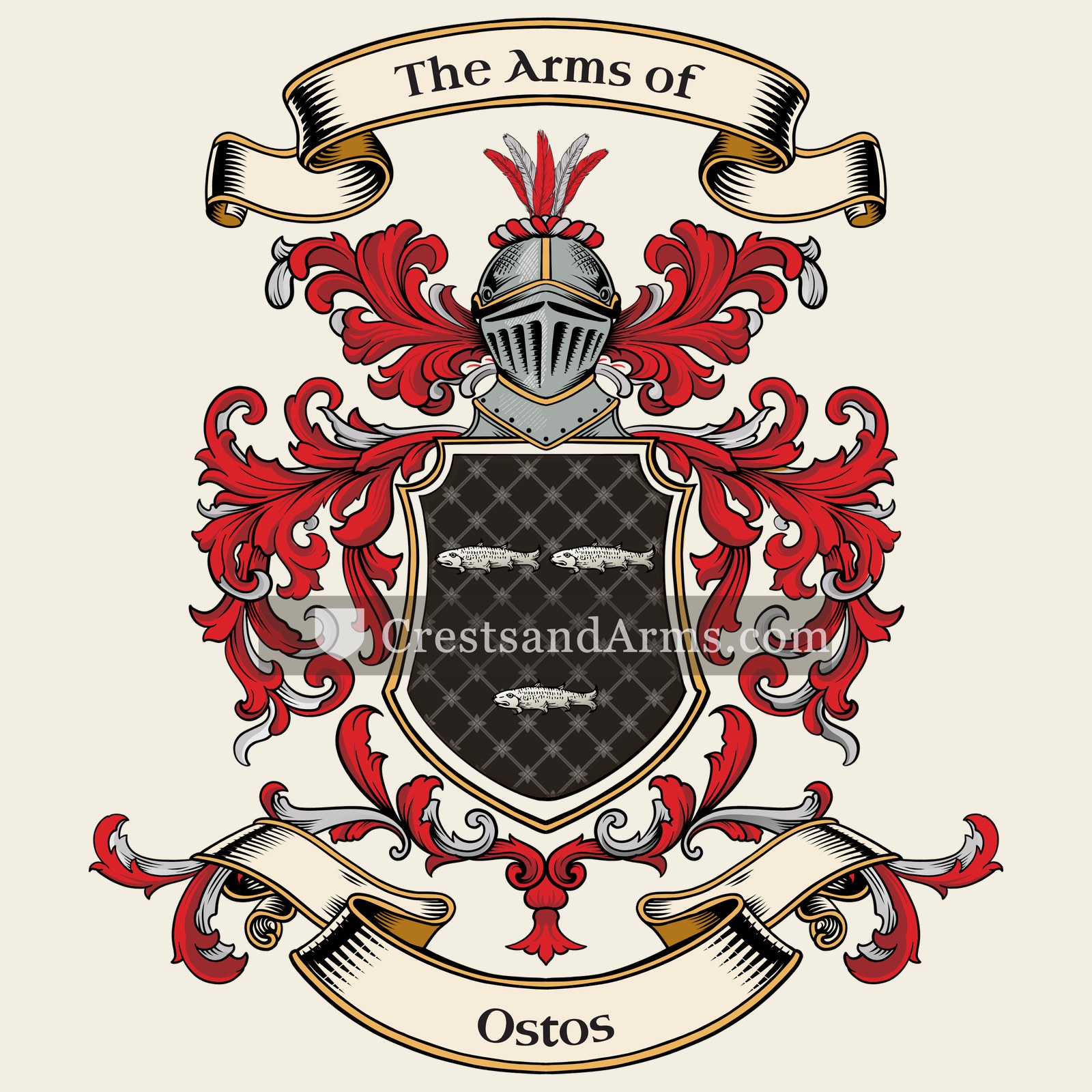 The Ostos coat of arms, drawn from the recorded blazon