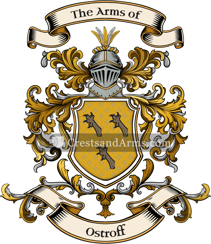The Ostroff coat of arms, drawn from the recorded blazon