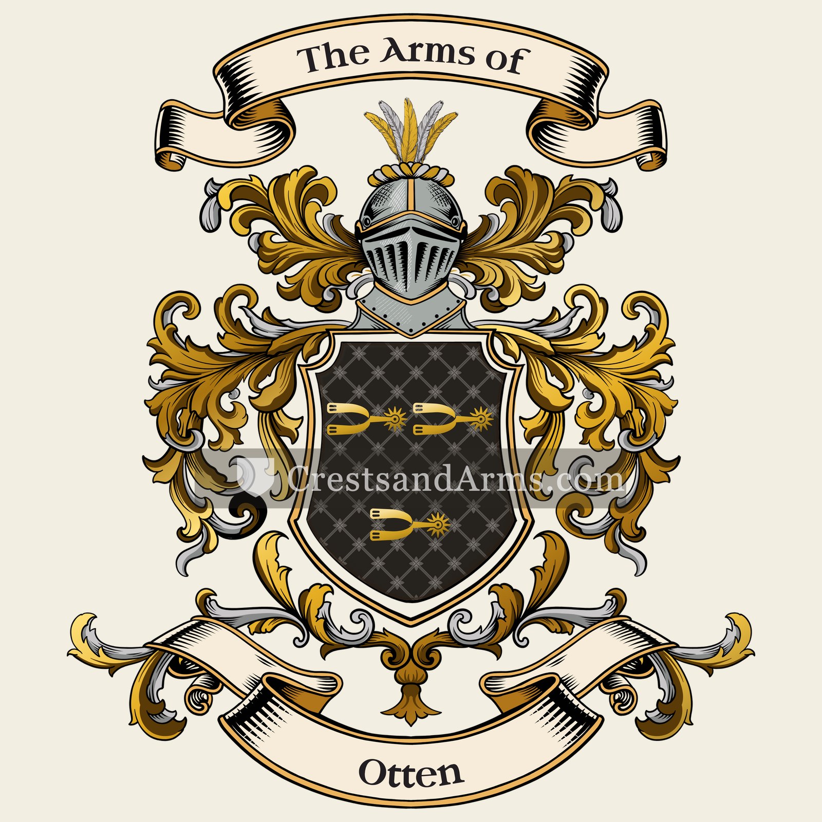 The Otten coat of arms, drawn from the recorded blazon