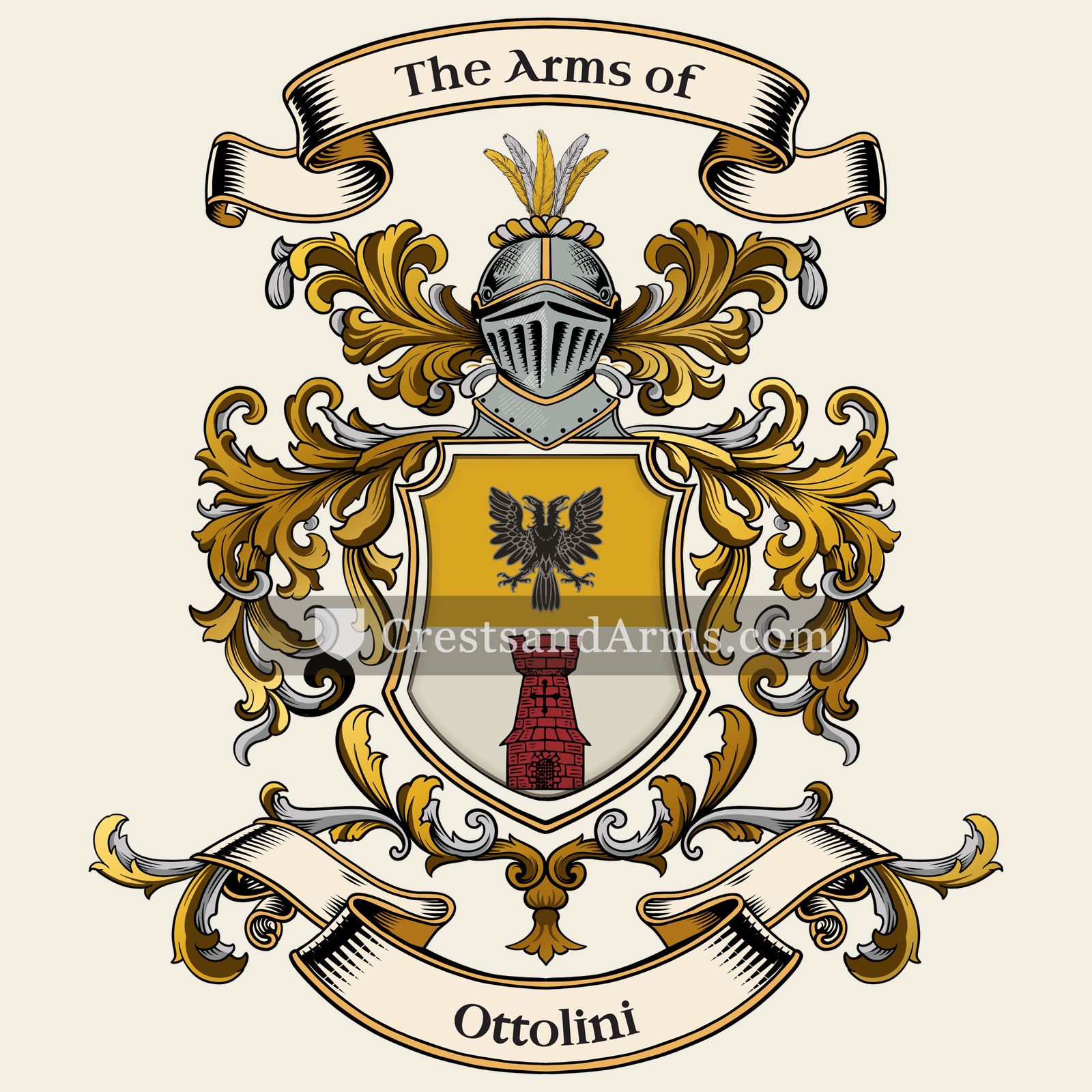 The Ottolini coat of arms, drawn from the recorded blazon