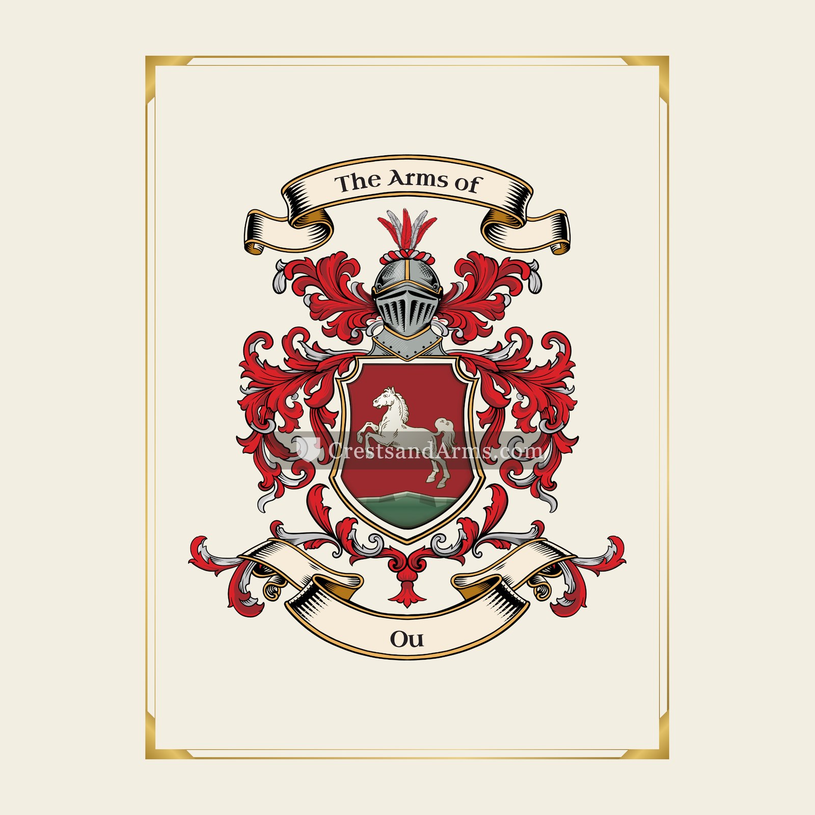 With gold border