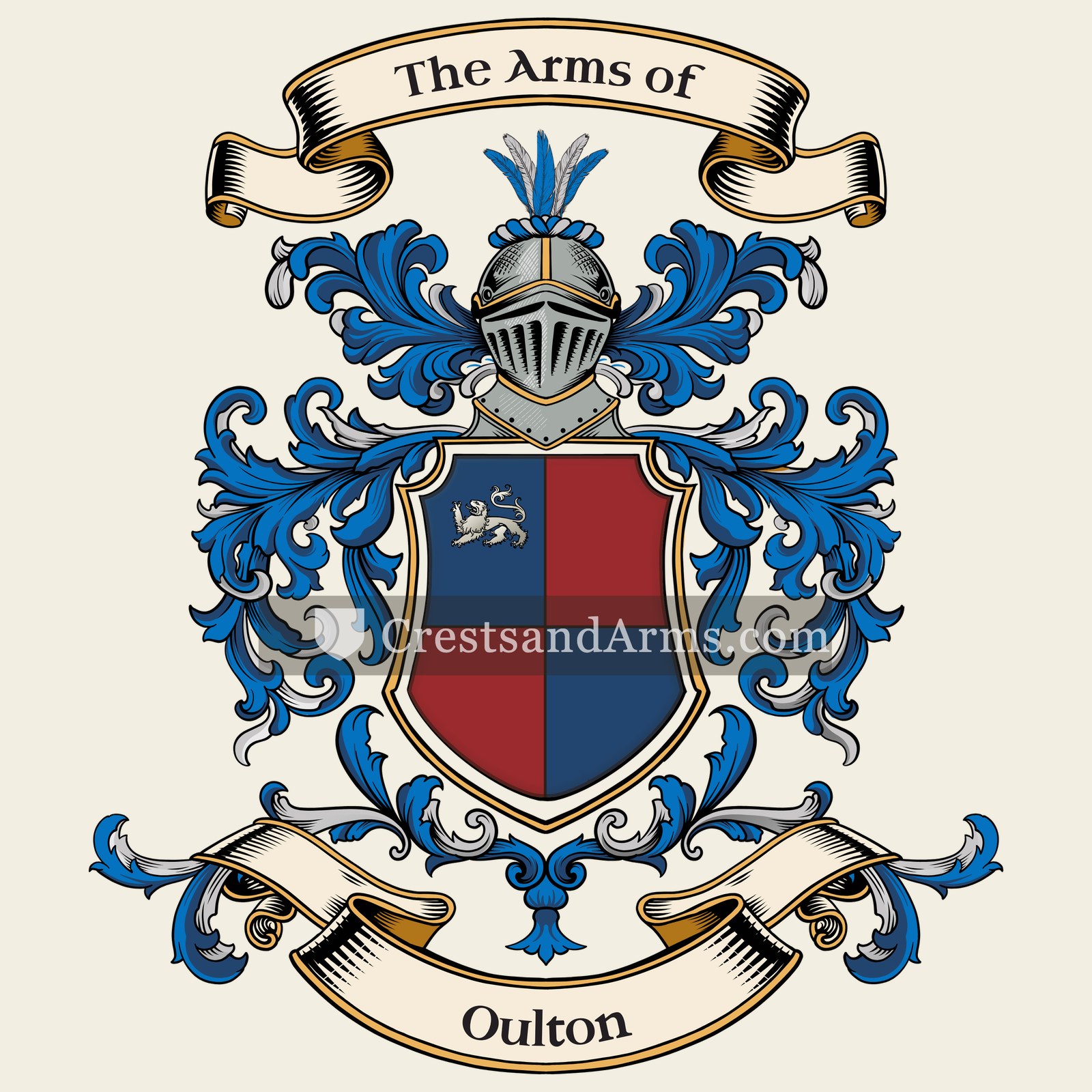 The Oulton coat of arms, drawn from the recorded blazon