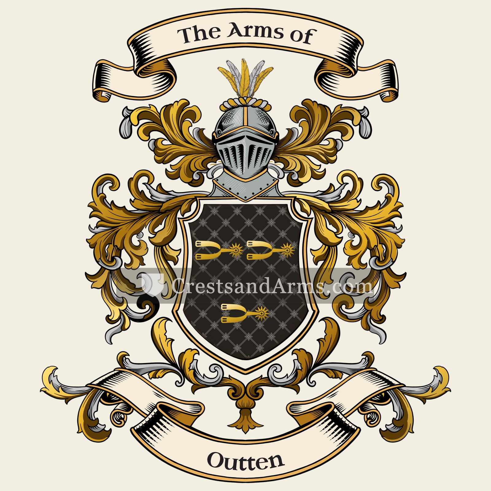 The Outten coat of arms, drawn from the recorded blazon